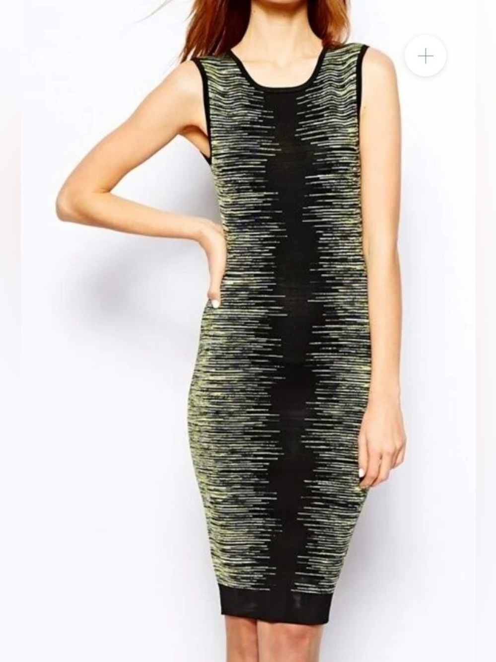 Karen Millen Bodycon Dress size 2 black/green/blue